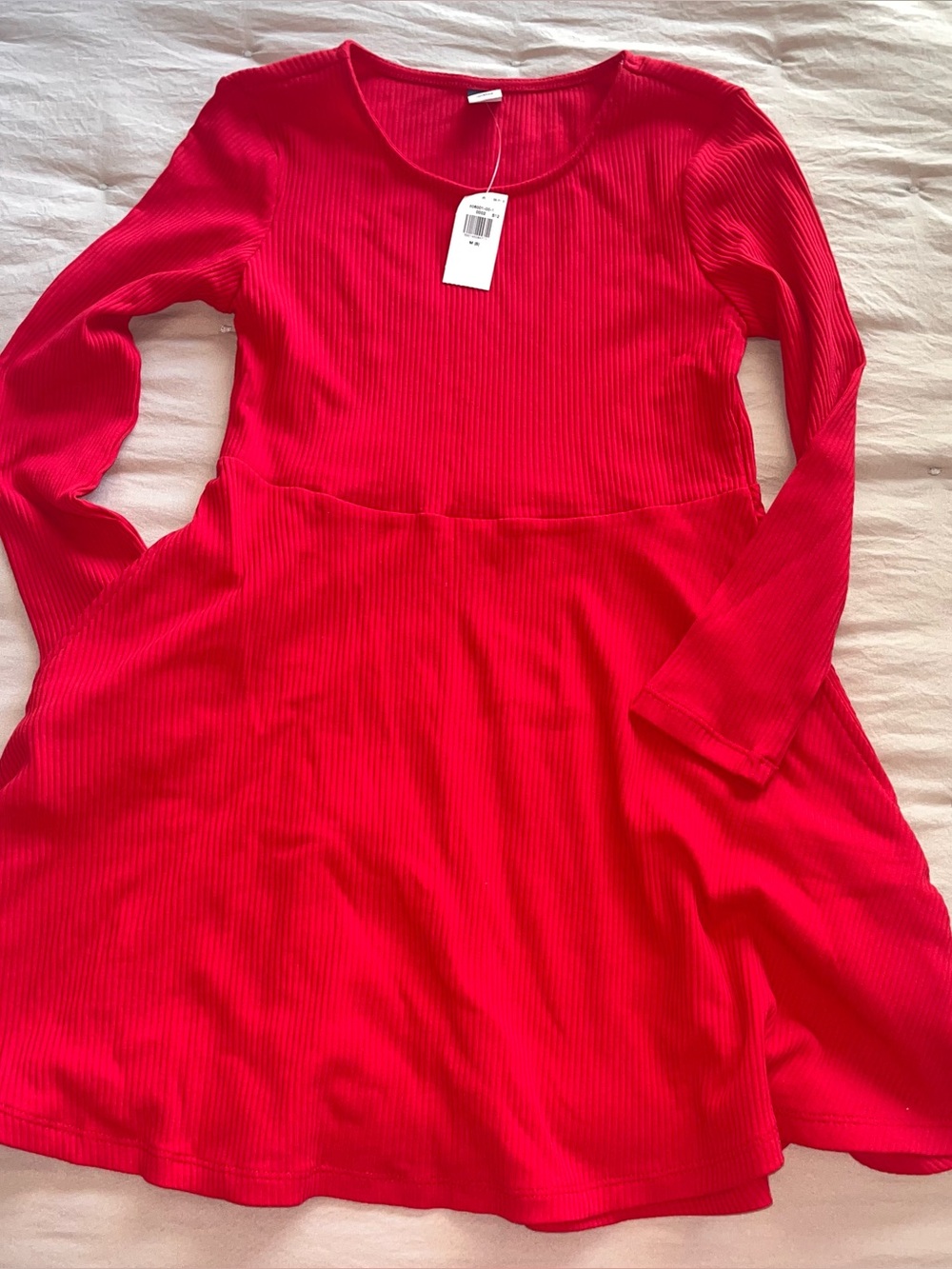 GAP Red Ribbed Long-Sleeve Girls Tunic Dress